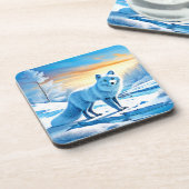 北極冬キツネ雪 コースター (左側)