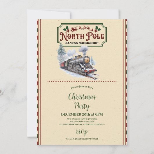 北極列車クリスマスパーティー 招待状 (正面)