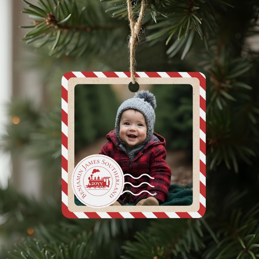 北極列車表現の初めてのクリスマス写真 メタルオーナメント