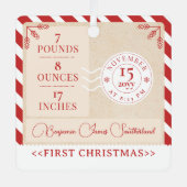 北極列車表現の初めてのクリスマス写真 メタルオーナメント (正面)