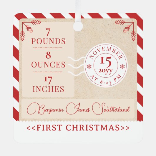 北極列車表現の初めてのクリスマス写真 メタルオーナメント (正面)