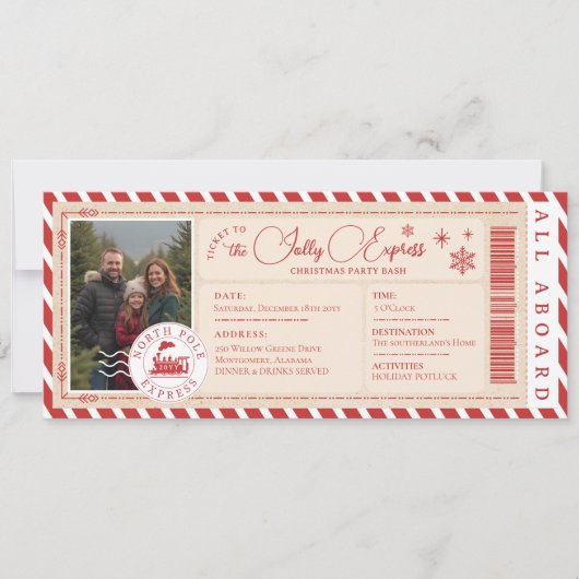 北極列車表現チケットクリスマスパーティー 招待状 (正面)