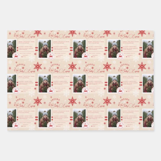 北極列車表現チケットクリスマスフォト ラッピングペーパーシート (正面2)