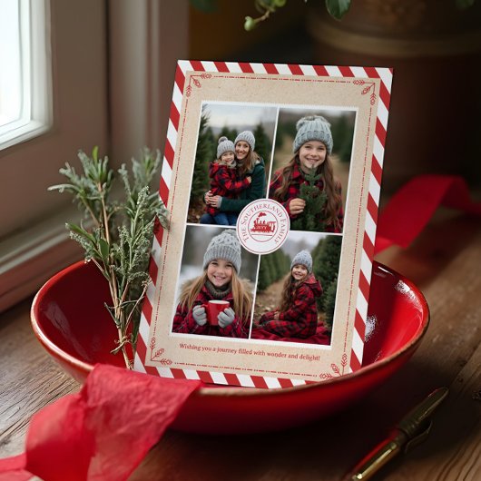 北極列車表現チケットクリスマスフォト 箔シーズンカード