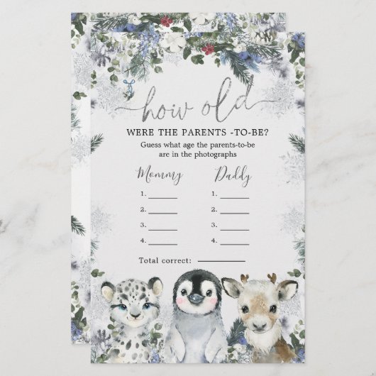 北極動物の冬のオーネダーランドどのように老いた両親 (正面/裏面)