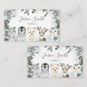 北極動物の冬のオーネダーランド1歳の誕生日 プレイスカード (正面/裏面)