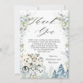 北極動物の冬の不思議な国の赤ちゃんシャワー  サンキューカード (正面)