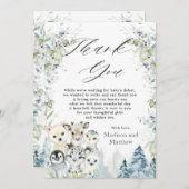 北極動物の冬の不思議な国の赤ちゃんシャワー サンキューカード (正面/裏面)