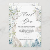 北極動物の冬の不思議な国の赤ちゃんシャワー サンキューカード (正面/裏面)