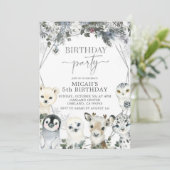北極動物の冬の誕生日パーティーへの招待 招待状 (スタンド正面)