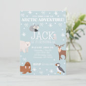 北極動物の誕生日パーティーへの招待 招待状 (スタンド正面)