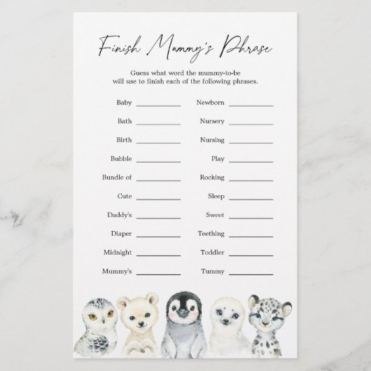 北極動物の赤ちゃんシャワーがミイラのフレーズを終える (正面)