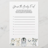 北極動物の赤ちゃんシャワー推測ベビー食品ゲーム (正面)