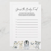 北極動物の赤ちゃんシャワー推測ベビー食品ゲーム (正面/裏面)