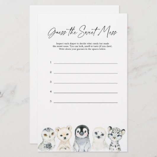 北極動物の赤ちゃんシャワー甘い混乱を推測 (正面/裏面)