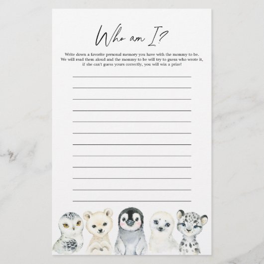 北極動物の赤ちゃんシャワー私はゲーム (正面)