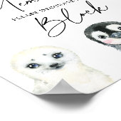 北極動物の赤ん坊がブロック飾サインをシャワー ポスター (角)