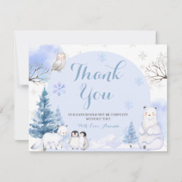 北極動物の雪片の木ベビーシャワー サンキューカード