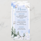 北極動物の雪片の木ベビーシャワー メニュー (正面/裏面)