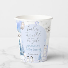 北極動物の雪片の木ベビーシャワー 紙コップ