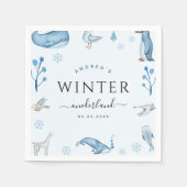 北極動物ブルーウィンターオンダーランドナプキンズ スタンダードカクテルナプキン (正面)