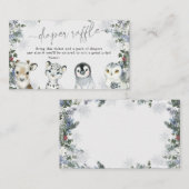 北極動物冬ワンダーランドおむつラッフル エンクロージャーカード (正面/裏面)