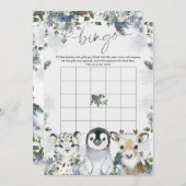 北極動物冬ワンダーランドベビービンゴゲーム 招待状 (正面/裏面)