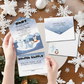 北極動物冬ワンダーランド赤ちゃんシャワー オールインワン招待状