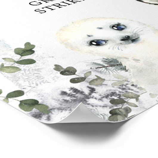 北極動物冬季オンダーランド写真ブースサイン ポスター (角)