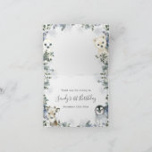 北極動物冬季オーナーランド誕生日折り畳み サンキューカード (内部)