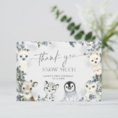 北極動物冬季オーネダーランドファースト誕生日 サンキューカード (スタンド正面)