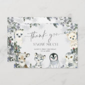 北極動物冬季オーネダーランドファースト誕生日 サンキューカード (正面/裏面)