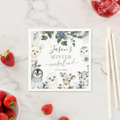 北極動物冬季オーネダーランド誕生日紙 スタンダードカクテルナプキン (インサイチュ)