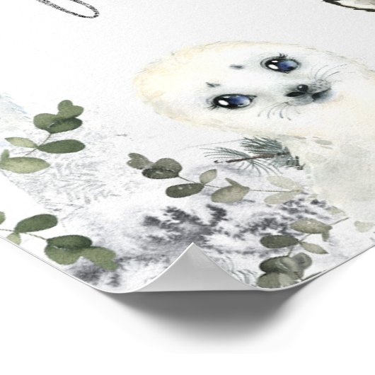 北極動物冬季オーネダーランド1日バースデーフード ポスター (角)