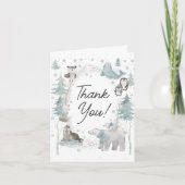 北極動物冬季ベビーシャワーサンキューカード サンキューカード (正面)
