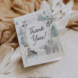 北極動物冬季ベビーシャワーサンキューカード サンキューカード