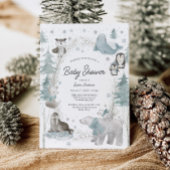 北極動物冬季ベビーシャワー招待状カード 招待状