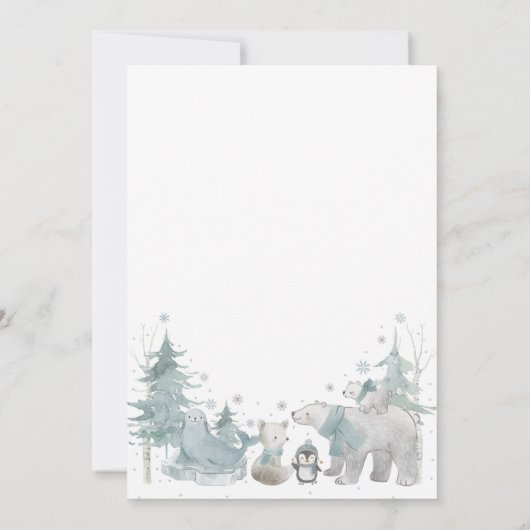 北極動物冬季ベビーシャワー招待状カード 招待状 (裏面)