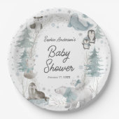 北極動物冬季ベビーシャワー紙プレート ペーパープレート (正面)