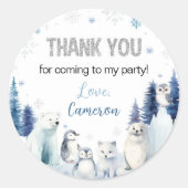 北極動物冬誕生日 ラウンドシール (正面)