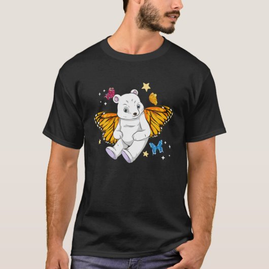 北極動物愛好家自然昆虫バタフライポーラ Tシャツ (正面)