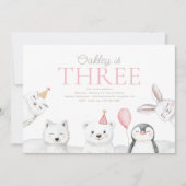 北極動物誕生日招待状 招待状 (正面)