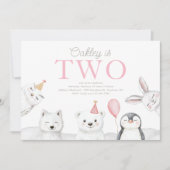 北極動物誕生日招待状 招待状 (正面)