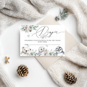 北極動物赤ちゃんシャワーおむつラッフル エンクロージャーカード