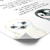 北極動物赤ちゃんシャワーおむつ思考サイン ポスター (角)