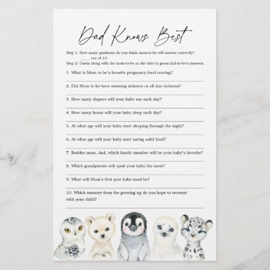 北極動物赤ちゃんシャワーパパがゲーム最高のを知っている (正面)