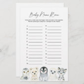 北極動物赤ちゃんシャワー名レースゲーム (正面/裏面)