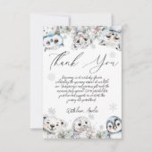 北極動物赤ちゃんシャワー サンキューカード (正面)