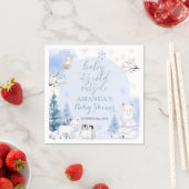 北極動物雪片ツリーベビーシャワー紙 スタンダードカクテルナプキン (インサイチュ)