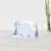 北極動物雪片ベビースシャワー折り畳み サンキューカード (裏面)